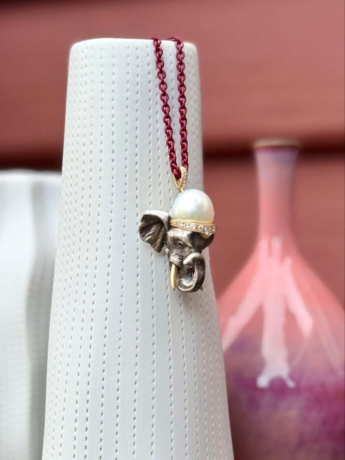 18k Gold Elephant Australian Pearl & Diamond Pendant