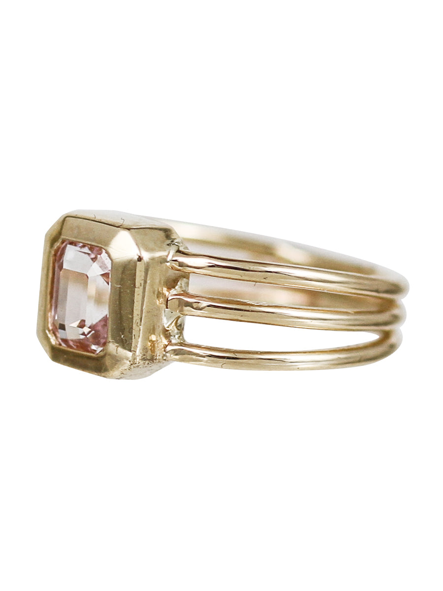 14K Diamond & Blush Sapphire Monaco Ring