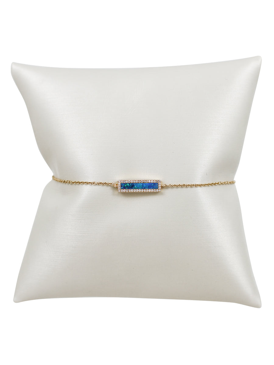 14K Diamond Halo & Rectangle Opal Bracelet