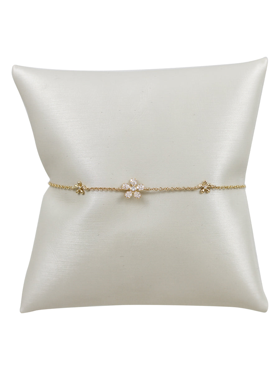 14K Diamond Daisy Flower Bracelet