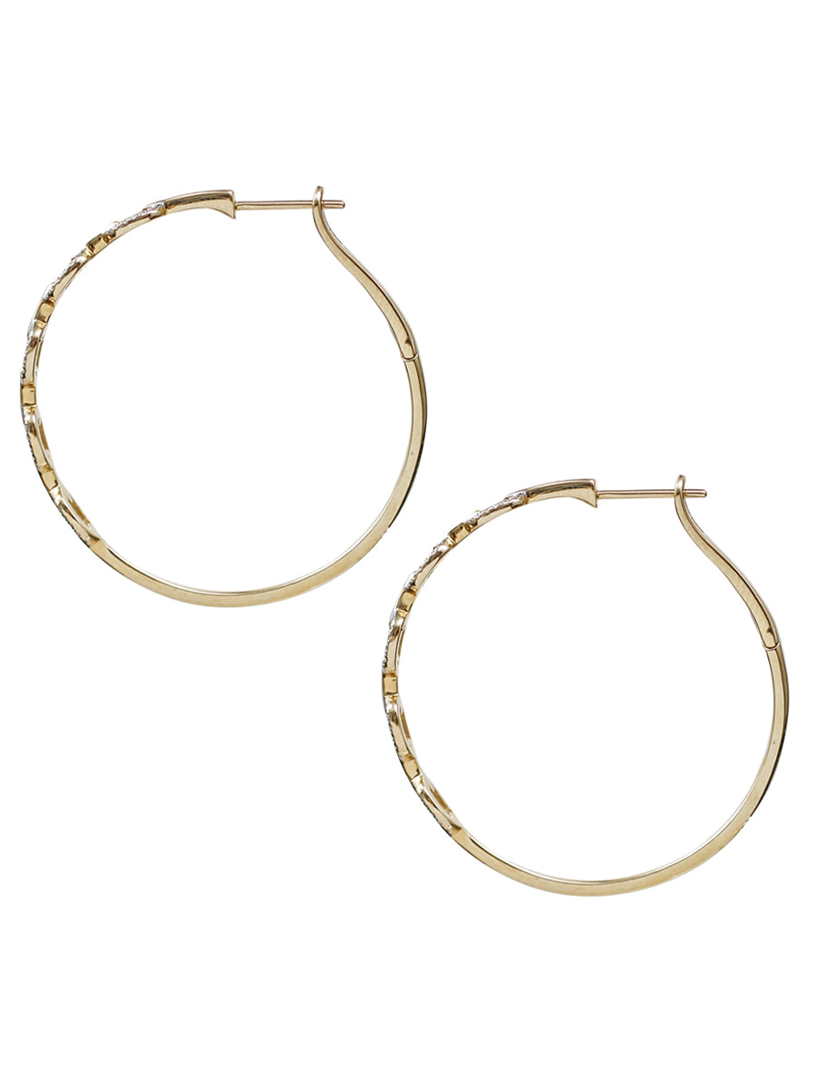 14K Diamond Anchor Chain Link Hoops - large