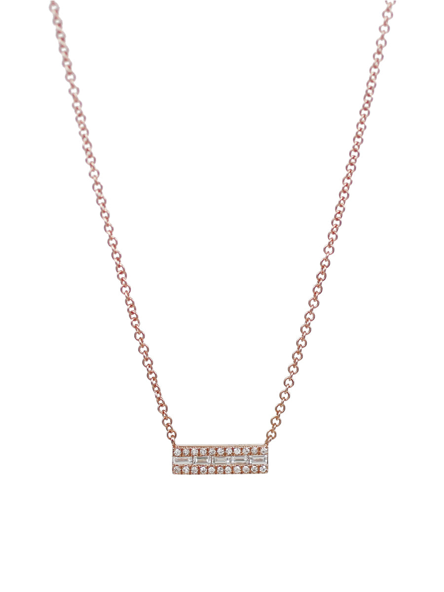 14k Diamond Baguette Bar Necklace