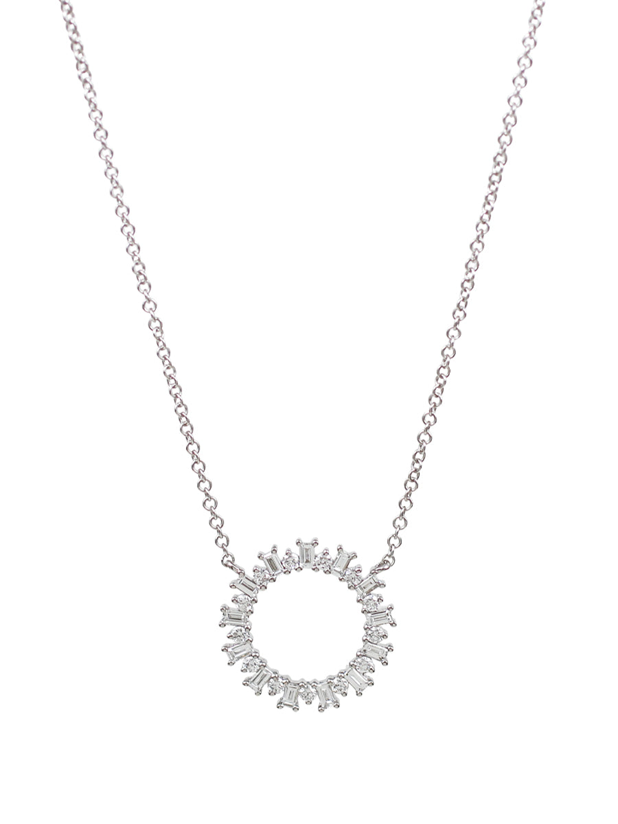 14K Diamond Baguette Wreath Necklace