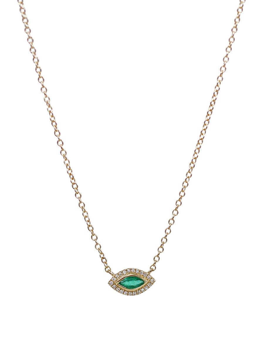 14K Diamond & Gemstone Eye Necklace