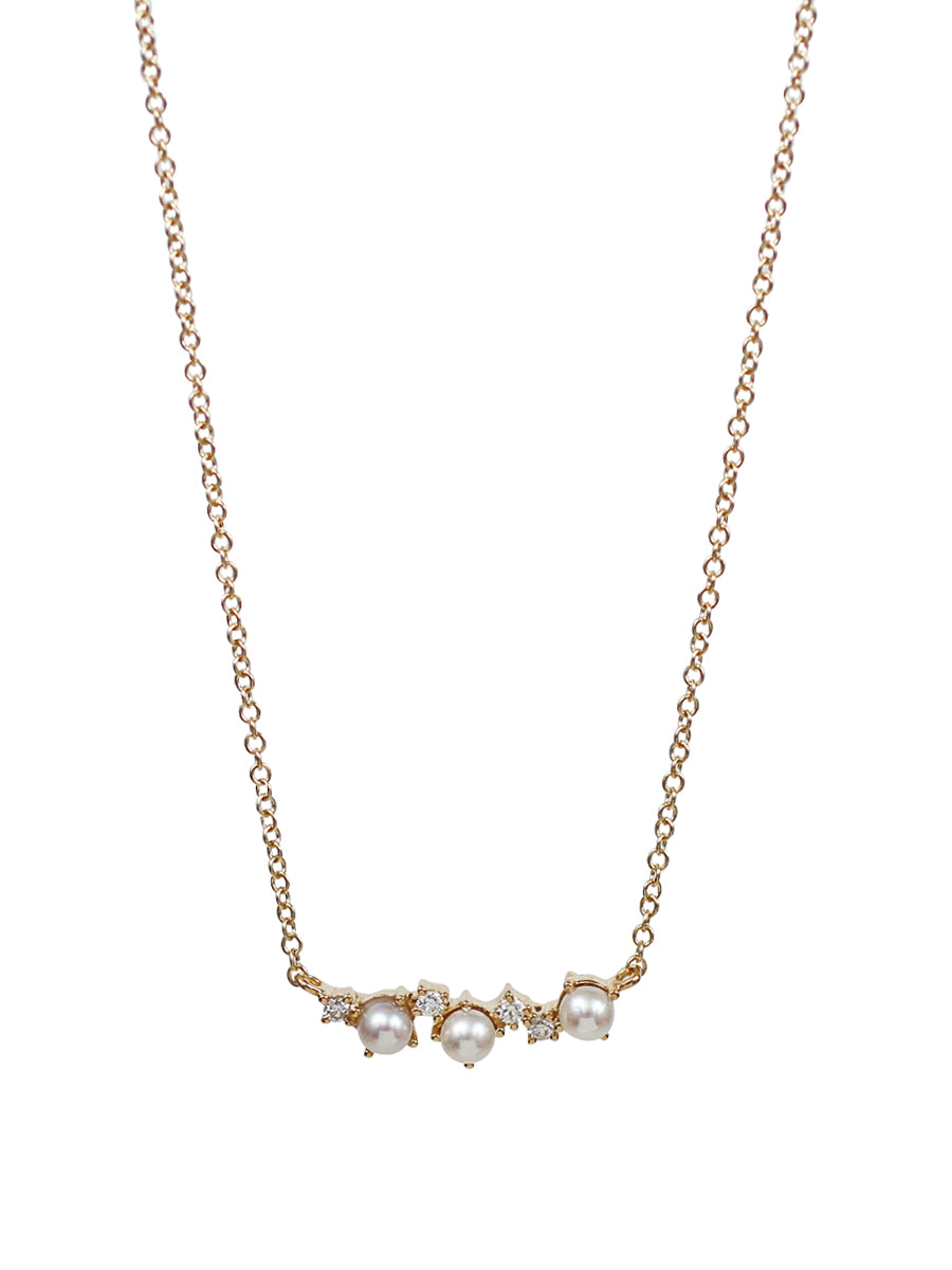 14K Diamond & Pearl Necklace