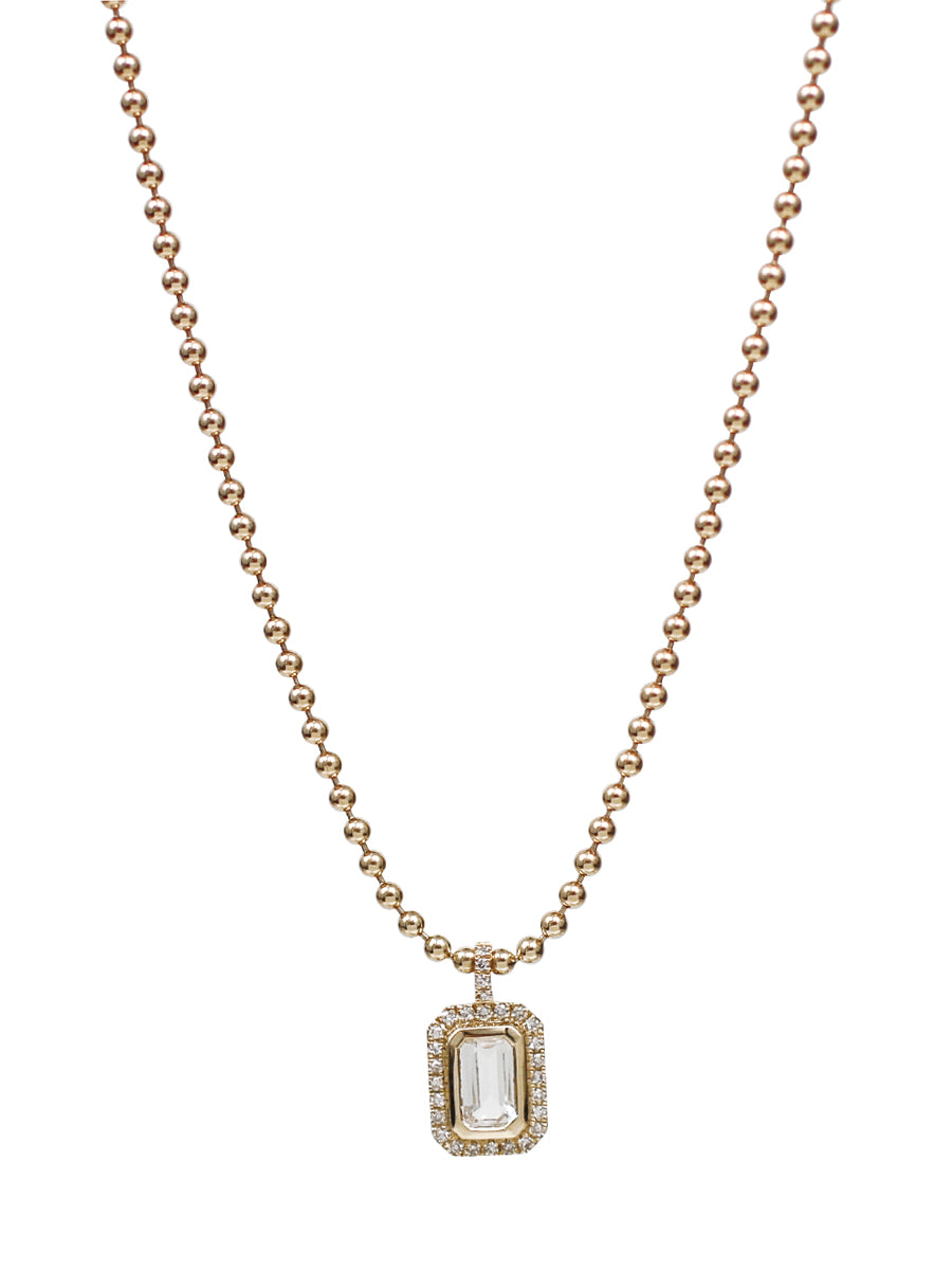 14K Diamond & White Topaz Charm Necklace