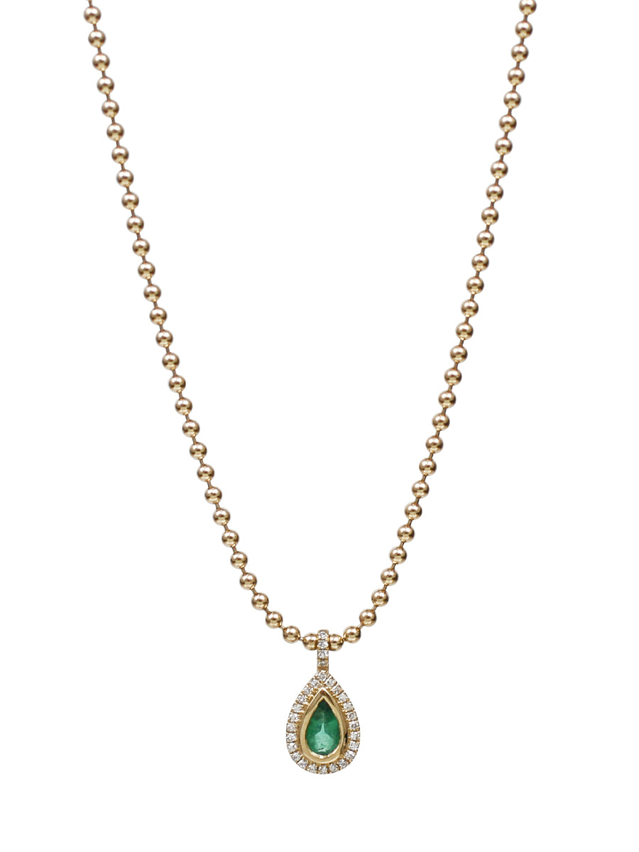 14K Diamond & Emerald Charm Necklace