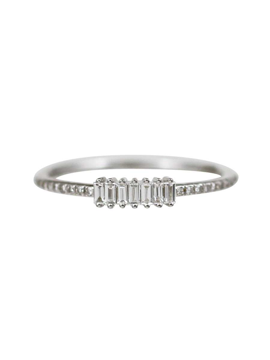 14K Diamond Petite Stacked Baguette Ring