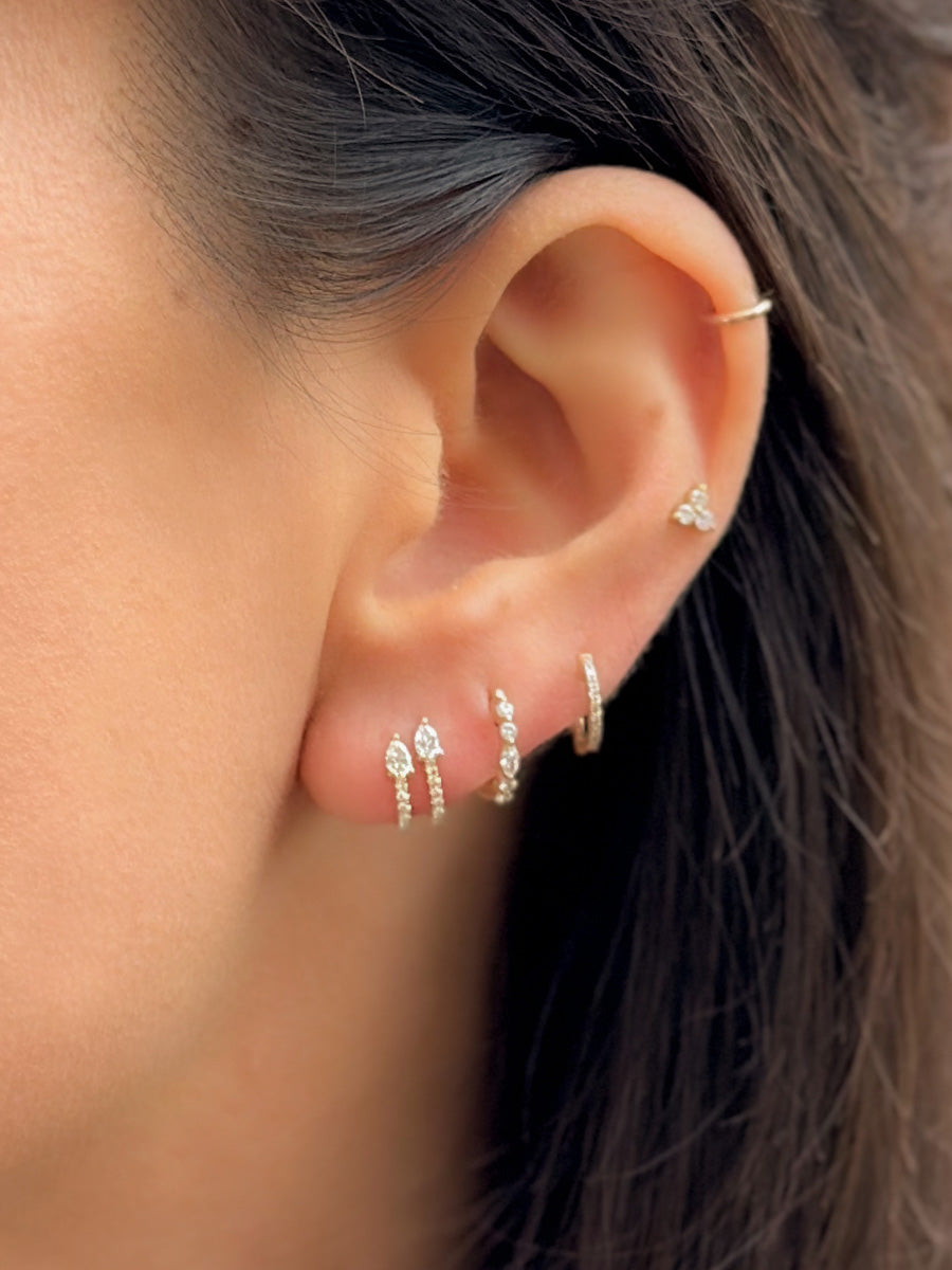14K Pear Diamond Wraparound Studs