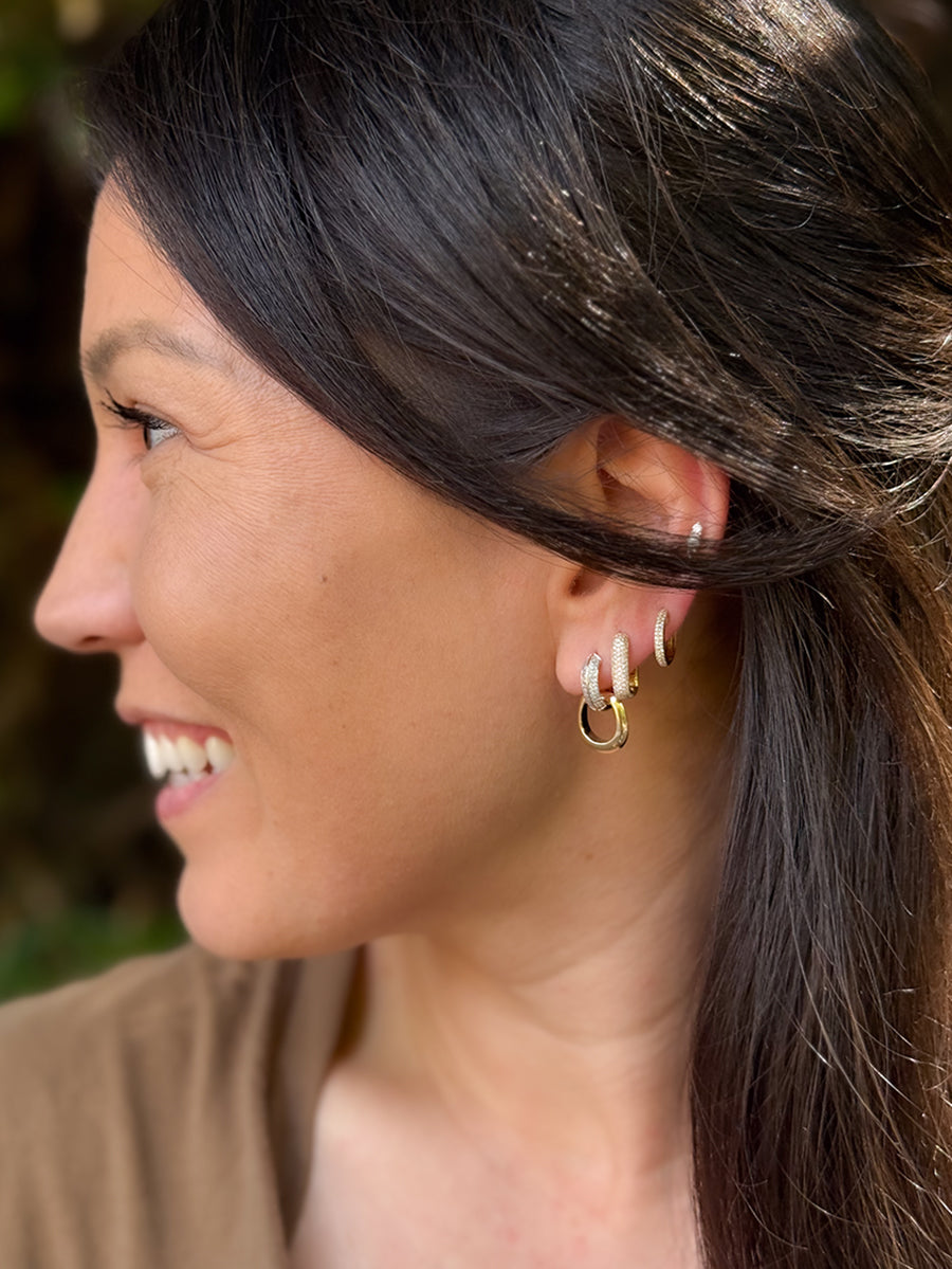14K Pavé Diamond Interlock Hoops