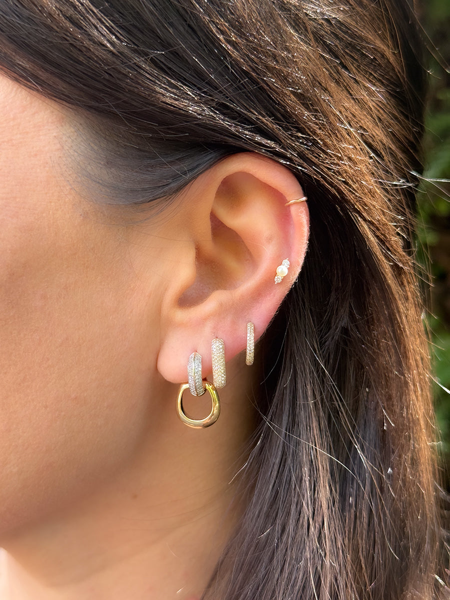 14K Pavé Diamond Interlock Hoops