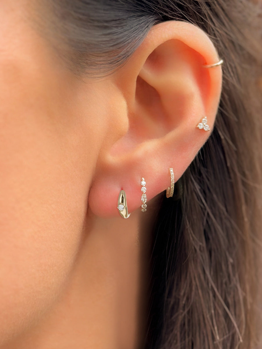 14K Prong-Set Diamond Tapered Dome Huggies