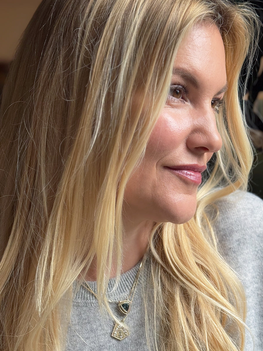 14K Trillium Halo Sapphire Necklace