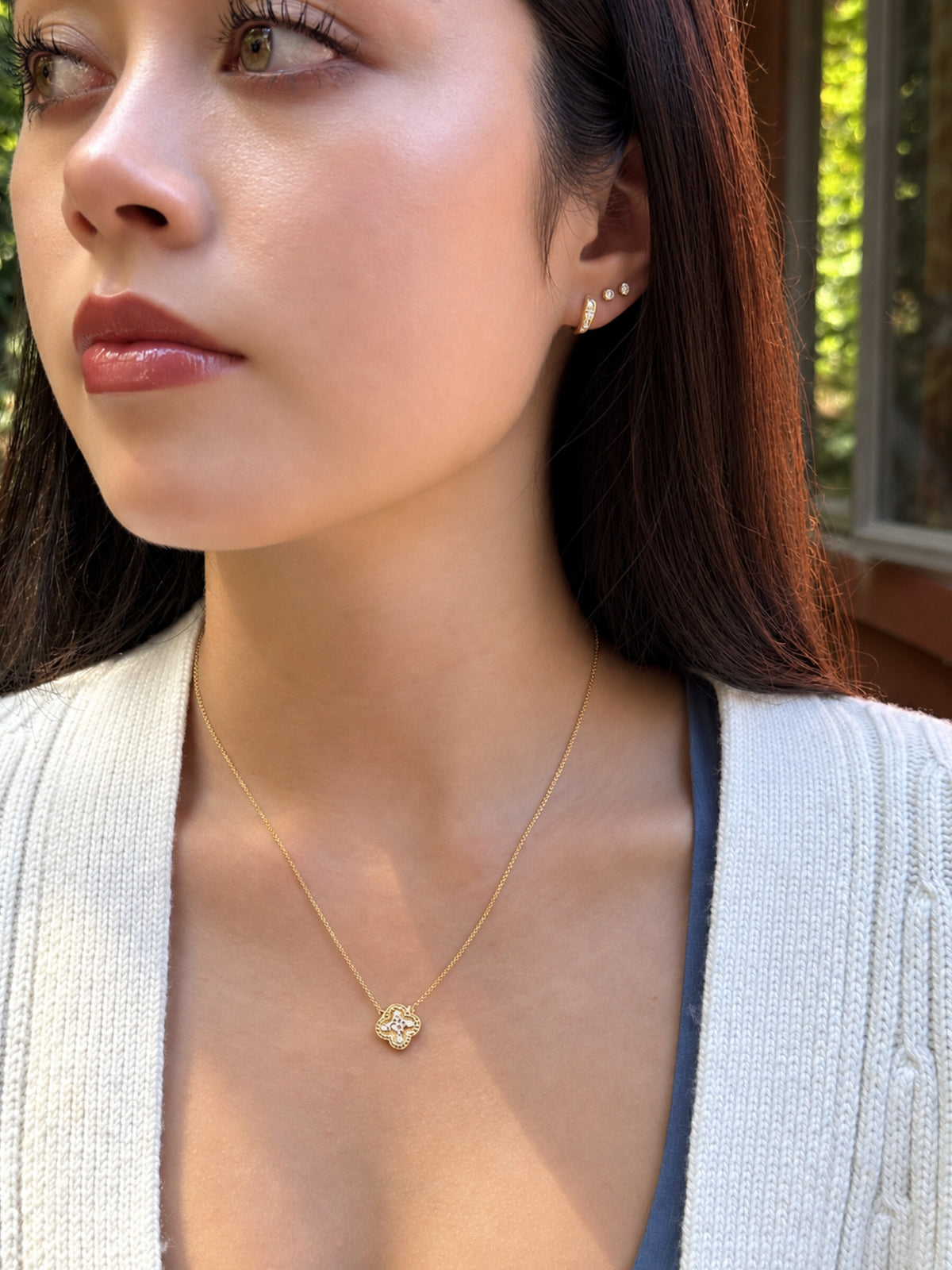 18K Diamond Quatrefoil Necklace