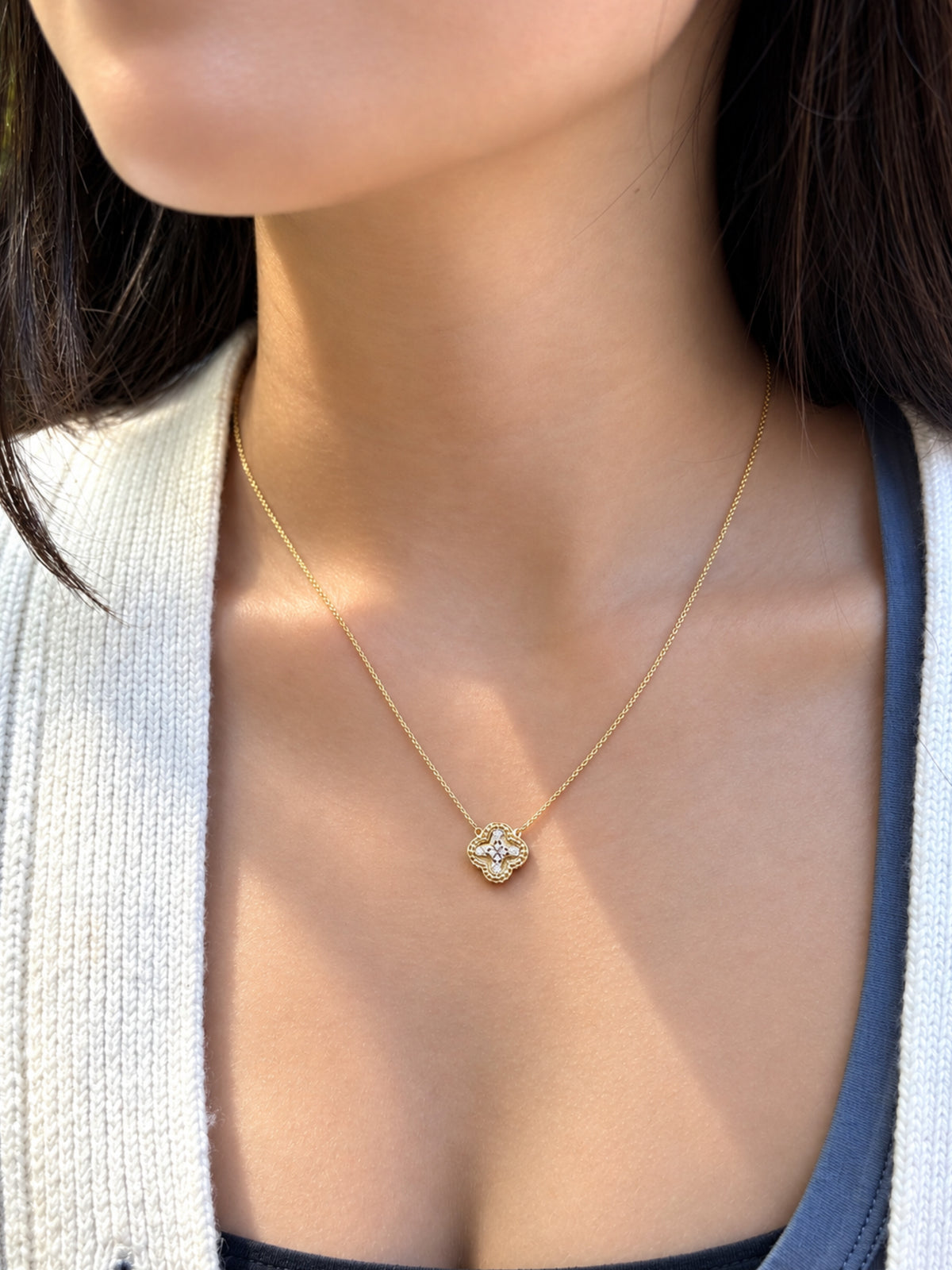 18K Diamond Quatrefoil Necklace