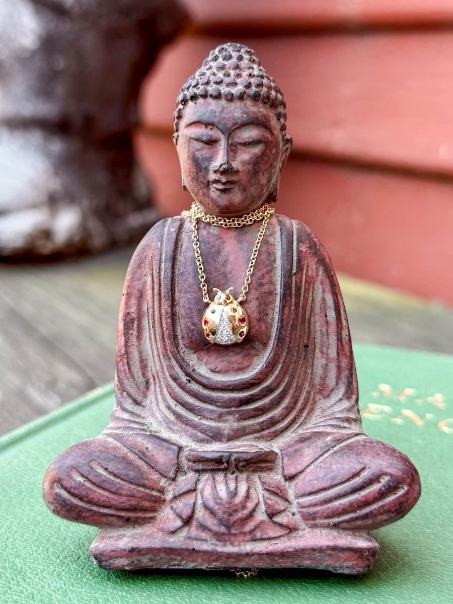 14K Ruby & Diamond Ladybug Necklace