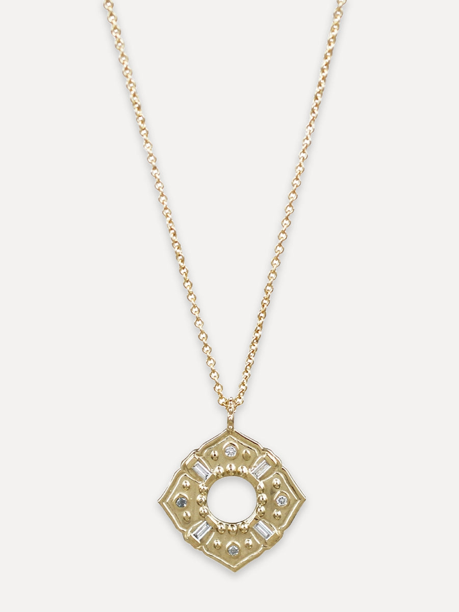 14K Baguette Diamond Anahata Necklace