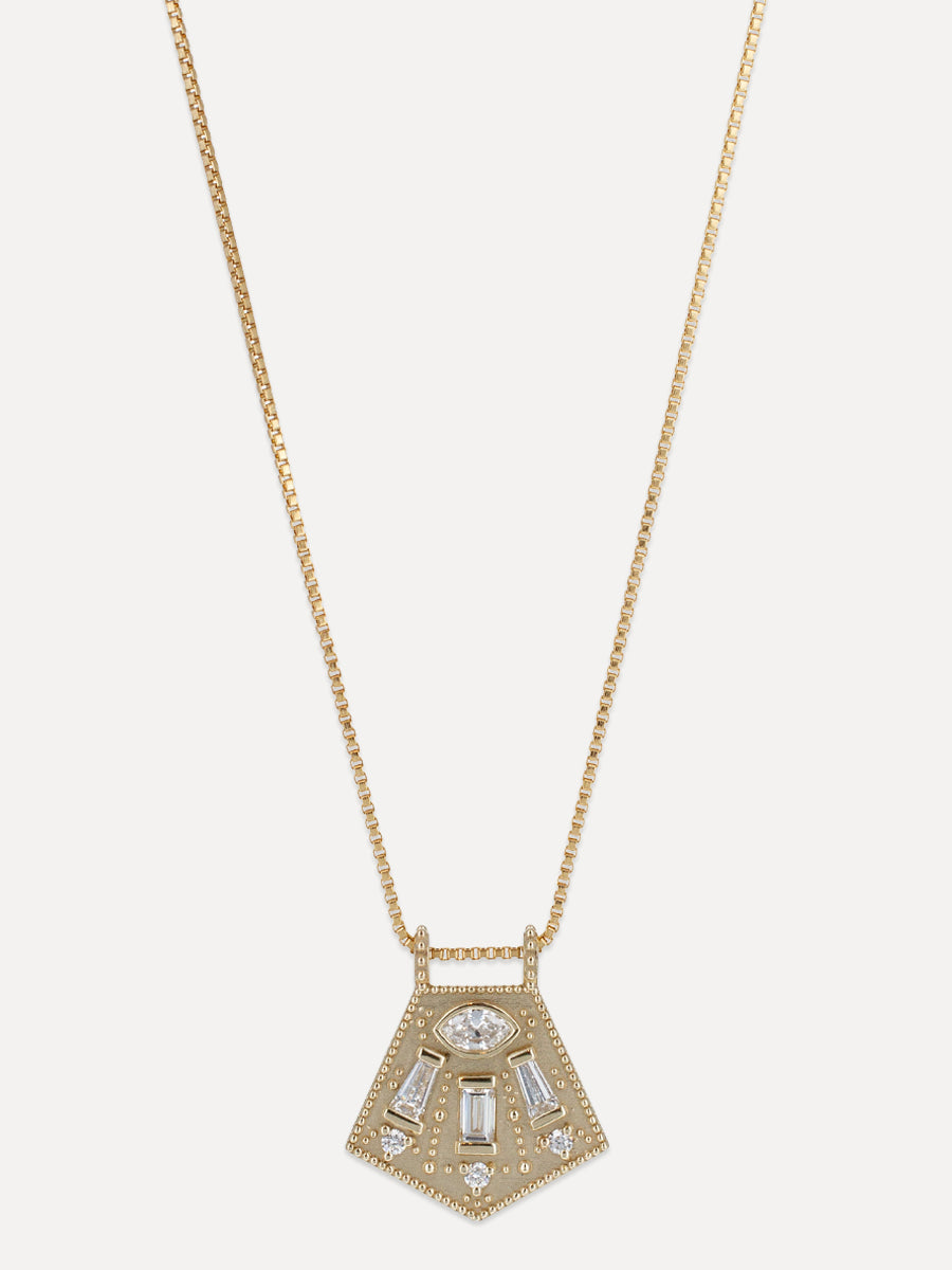 10K Cairo Diamond Shield Necklace