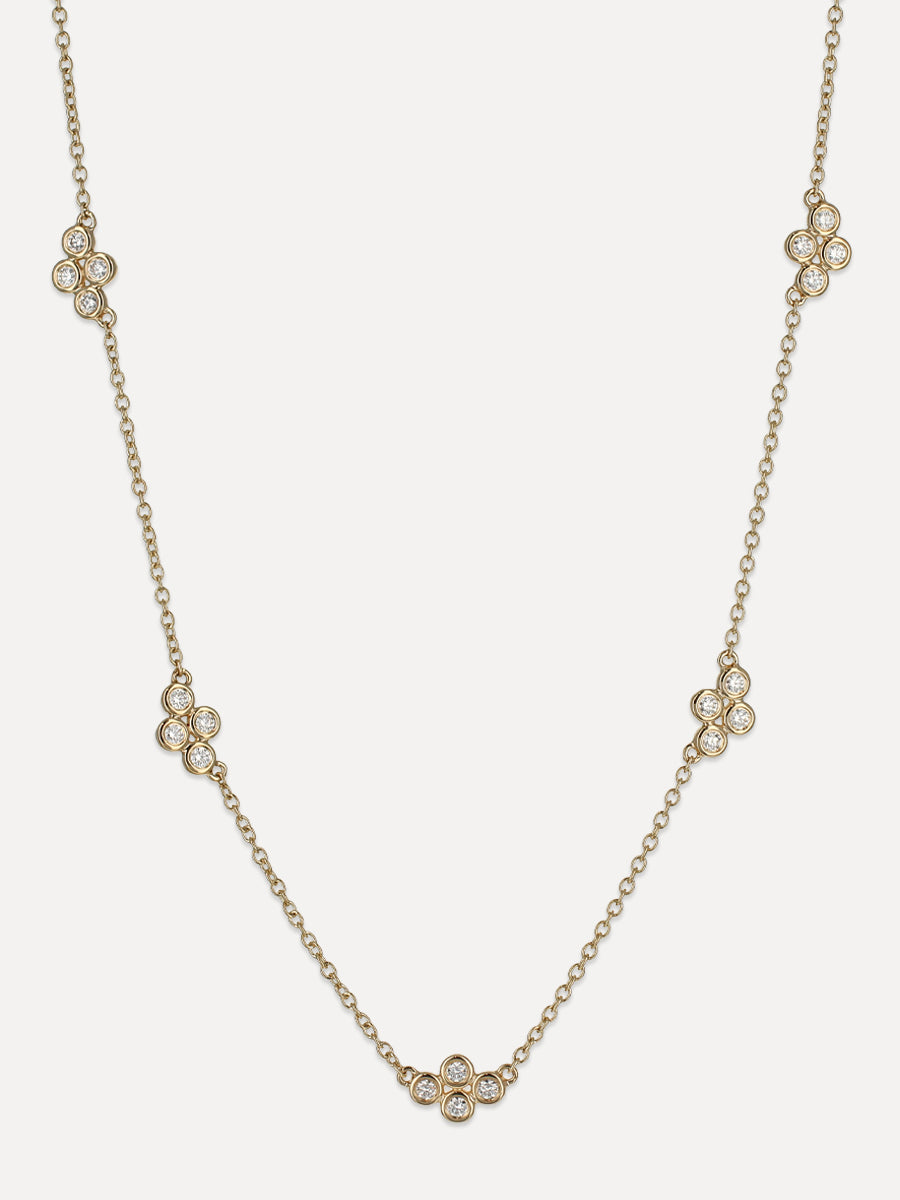 14K Cloudy Sky Diamond Station Necklace