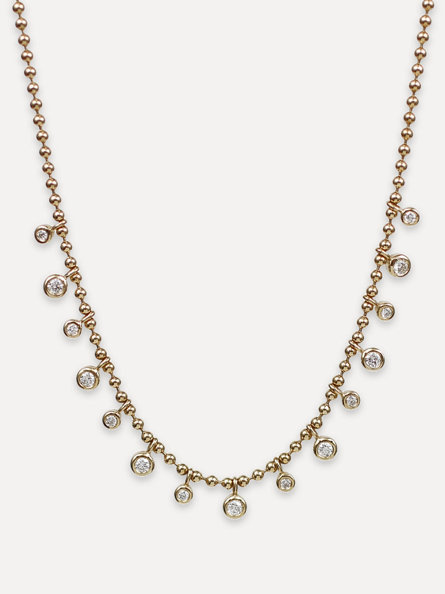 14K Diamond Ball Chain Collar Necklace