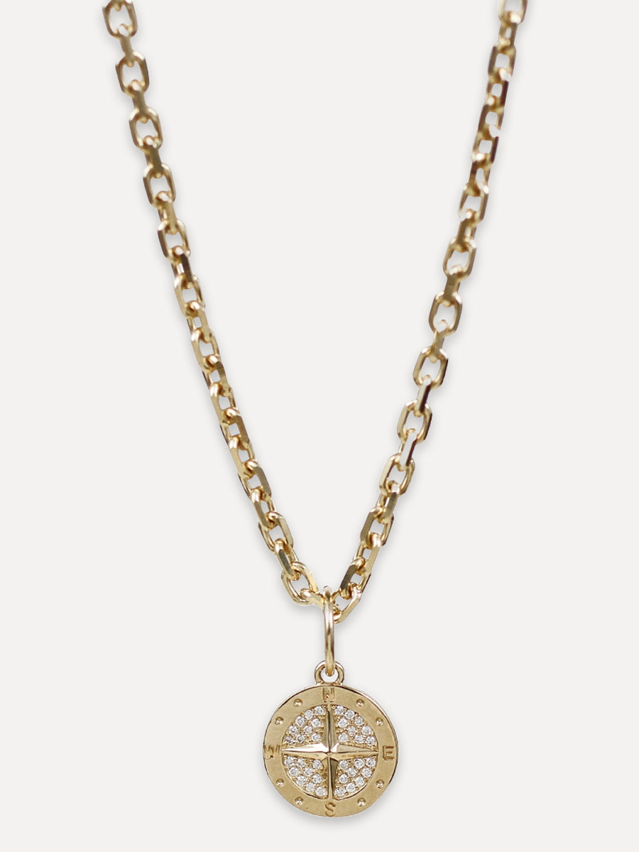 14K Diamond Compass Charm