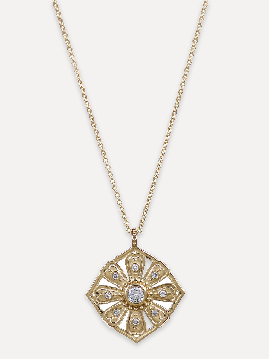 14K Daisy Diamond Necklace