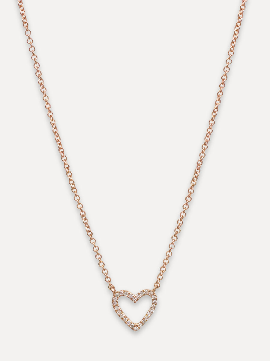 14K Diamond Open Heart Necklace