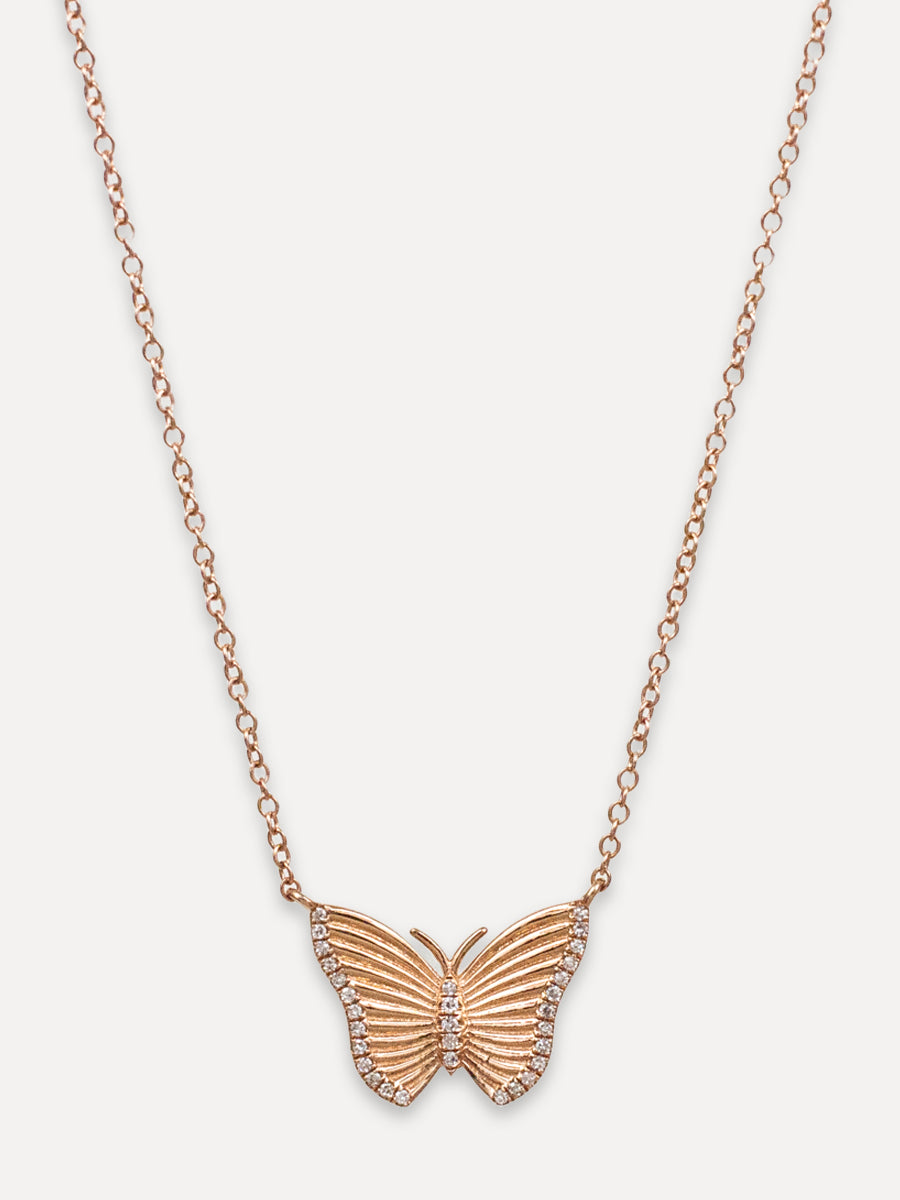 14K Diamond Vintage Butterfly Necklace