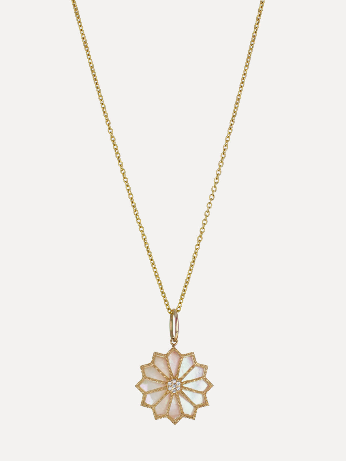 14K Mother Of Pearl Floral Rosette Charm