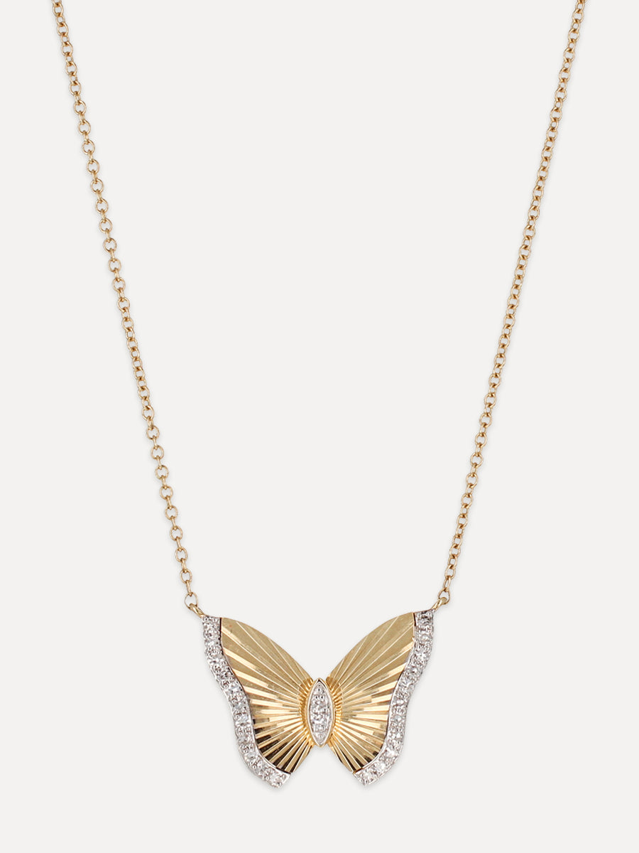 14k Diamond Vintage Butterfly Necklace