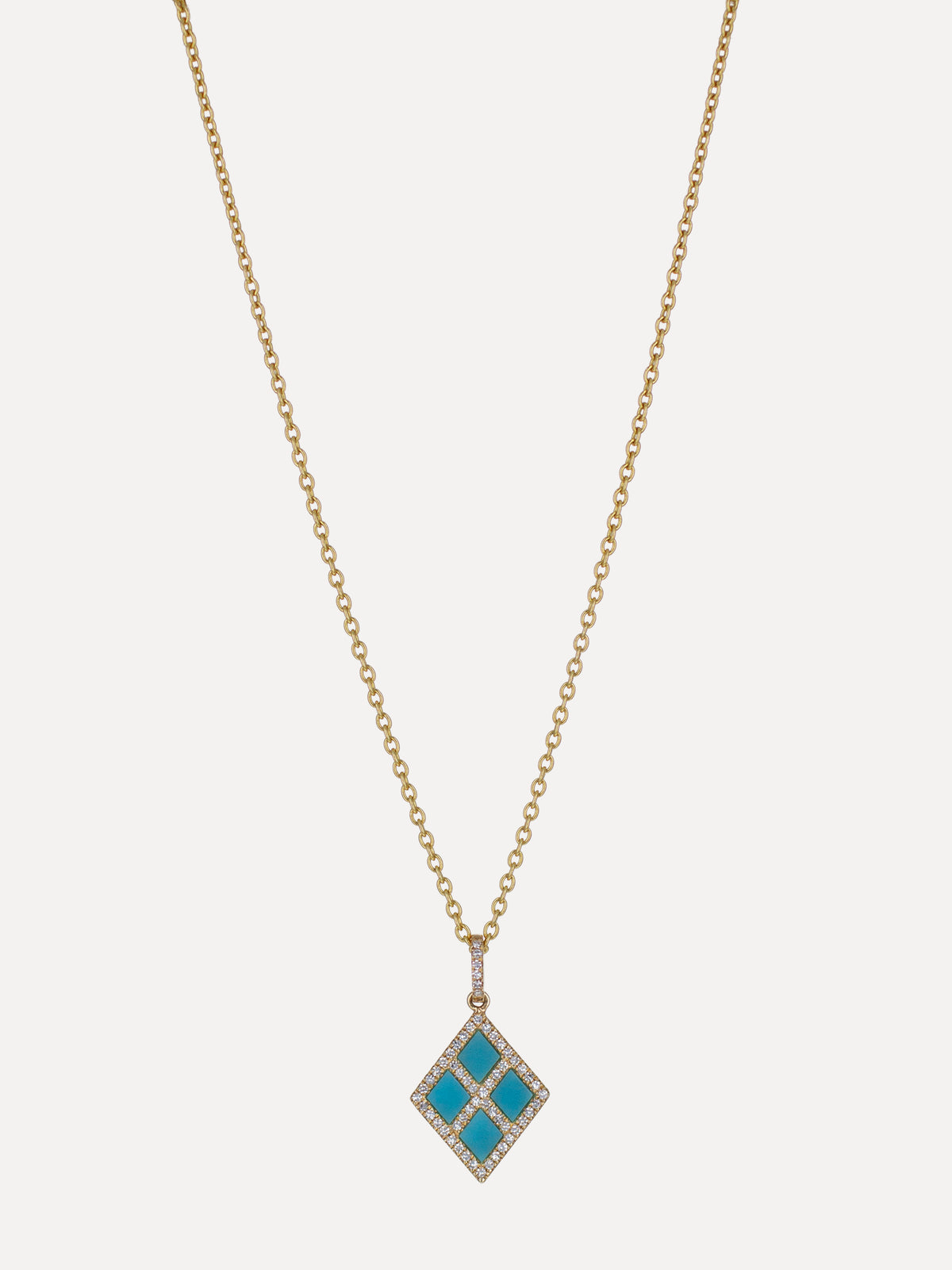 14K Turquoise & Diamond Harlequin Pendant