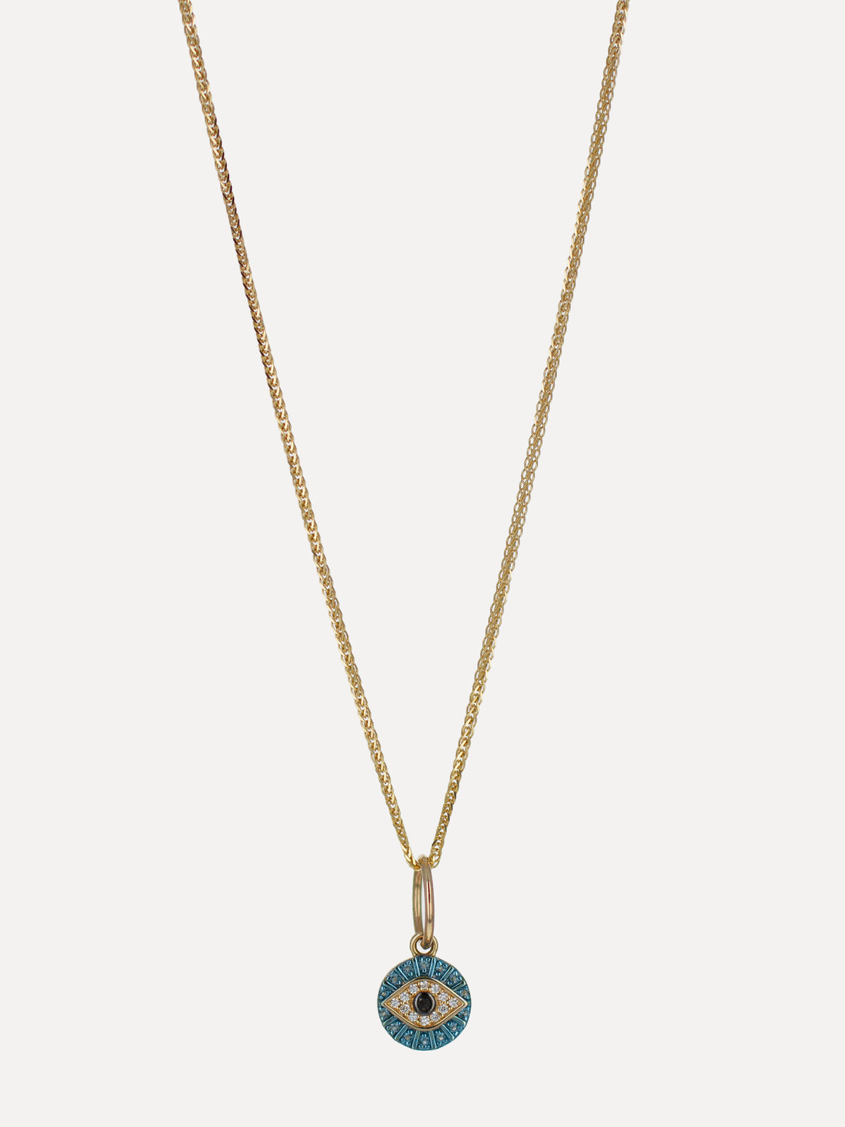 14K Mini Blue Diamond Evil Eye Charm