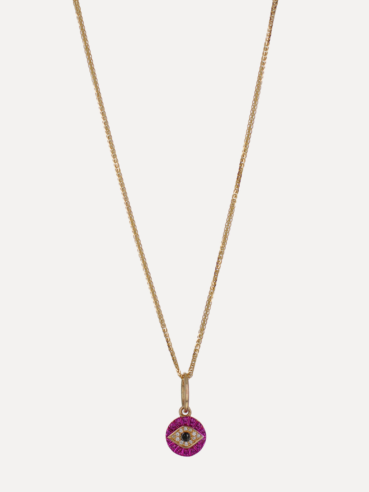 14K Mini Pink Sapphire Evil Eye Charm