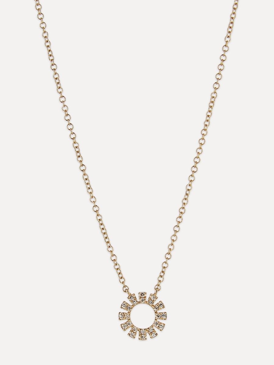 14K Diamond Baguette Small Wreath Necklace
