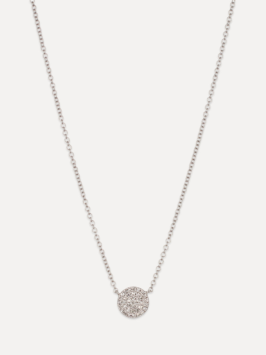 14K Pavé Diamond Disc Necklace