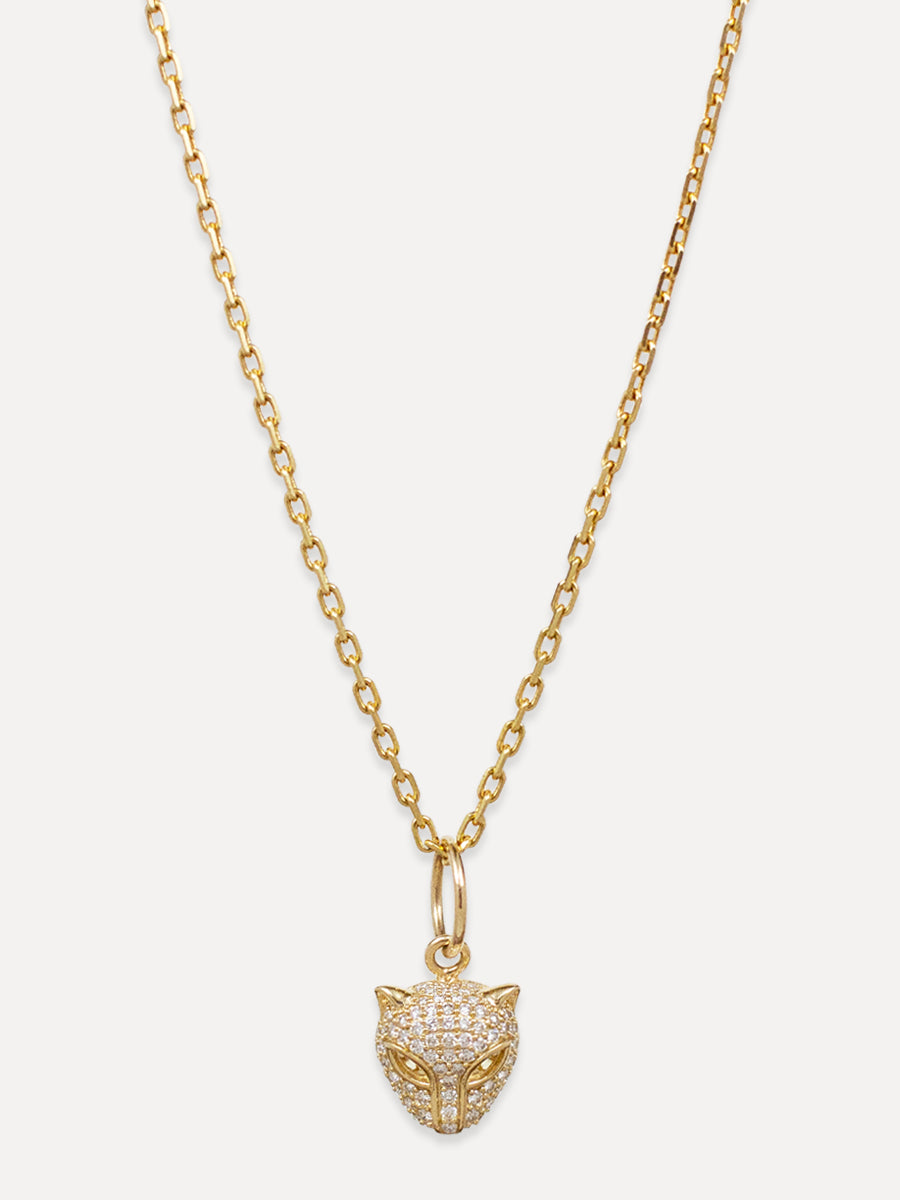14K Pave Diamond Panther Charm