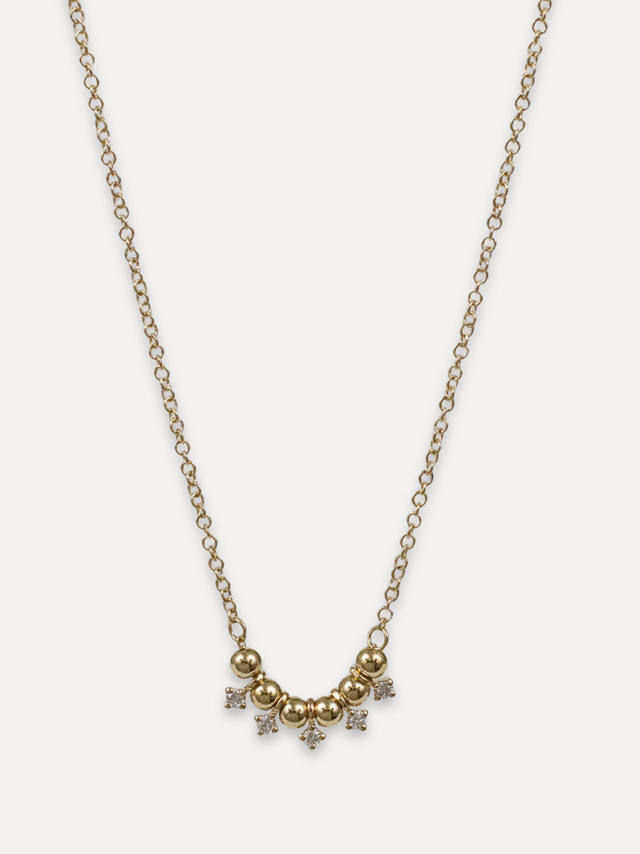 14K Diamond Round Mini Charm Necklace