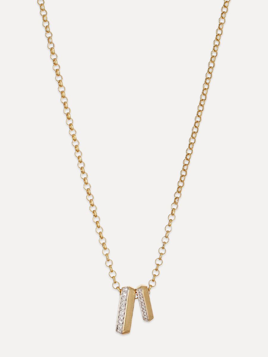 14K Diamond Rectangle Spacer Necklace