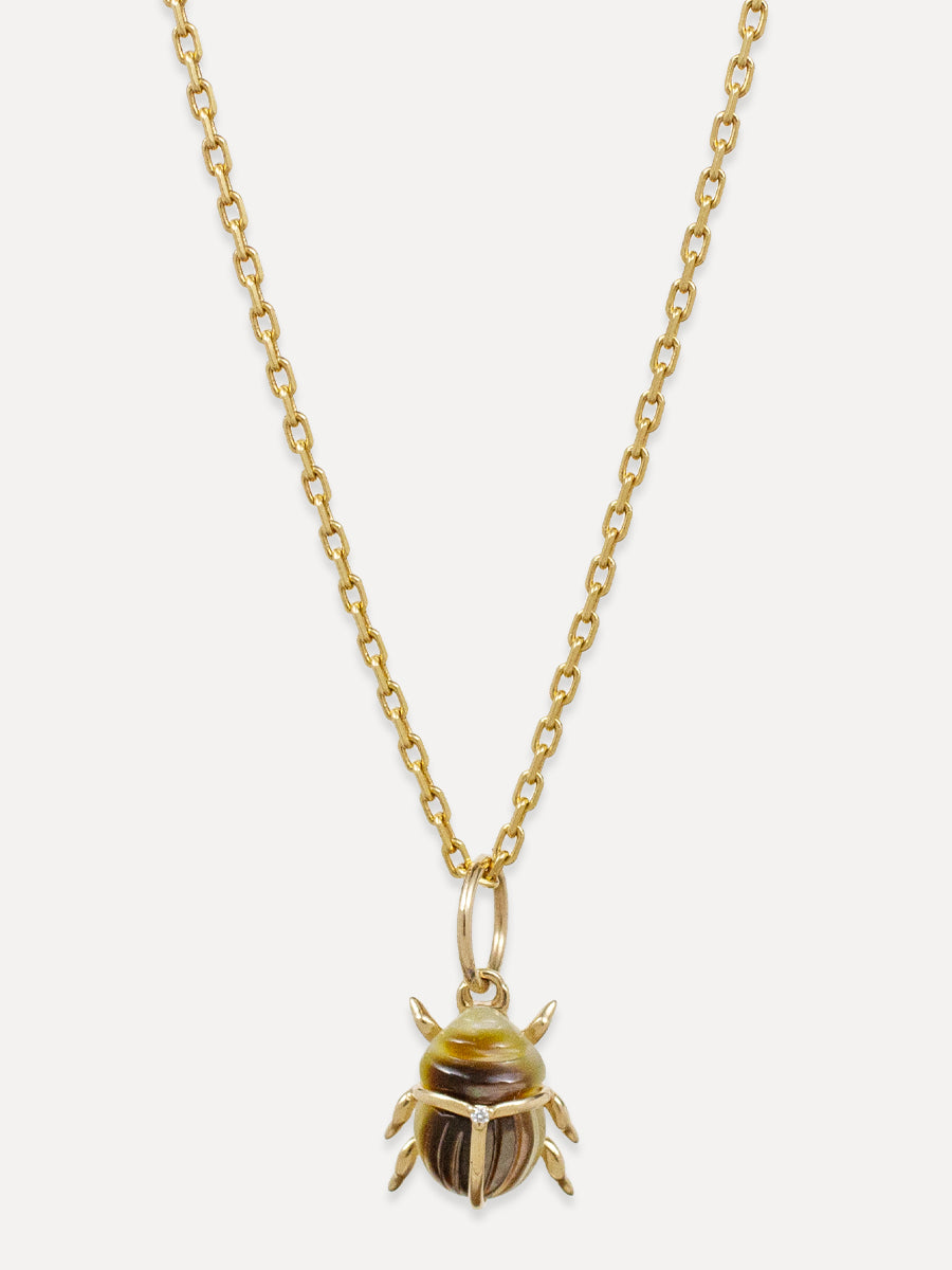 14K Cat's Eye Scarab Charm