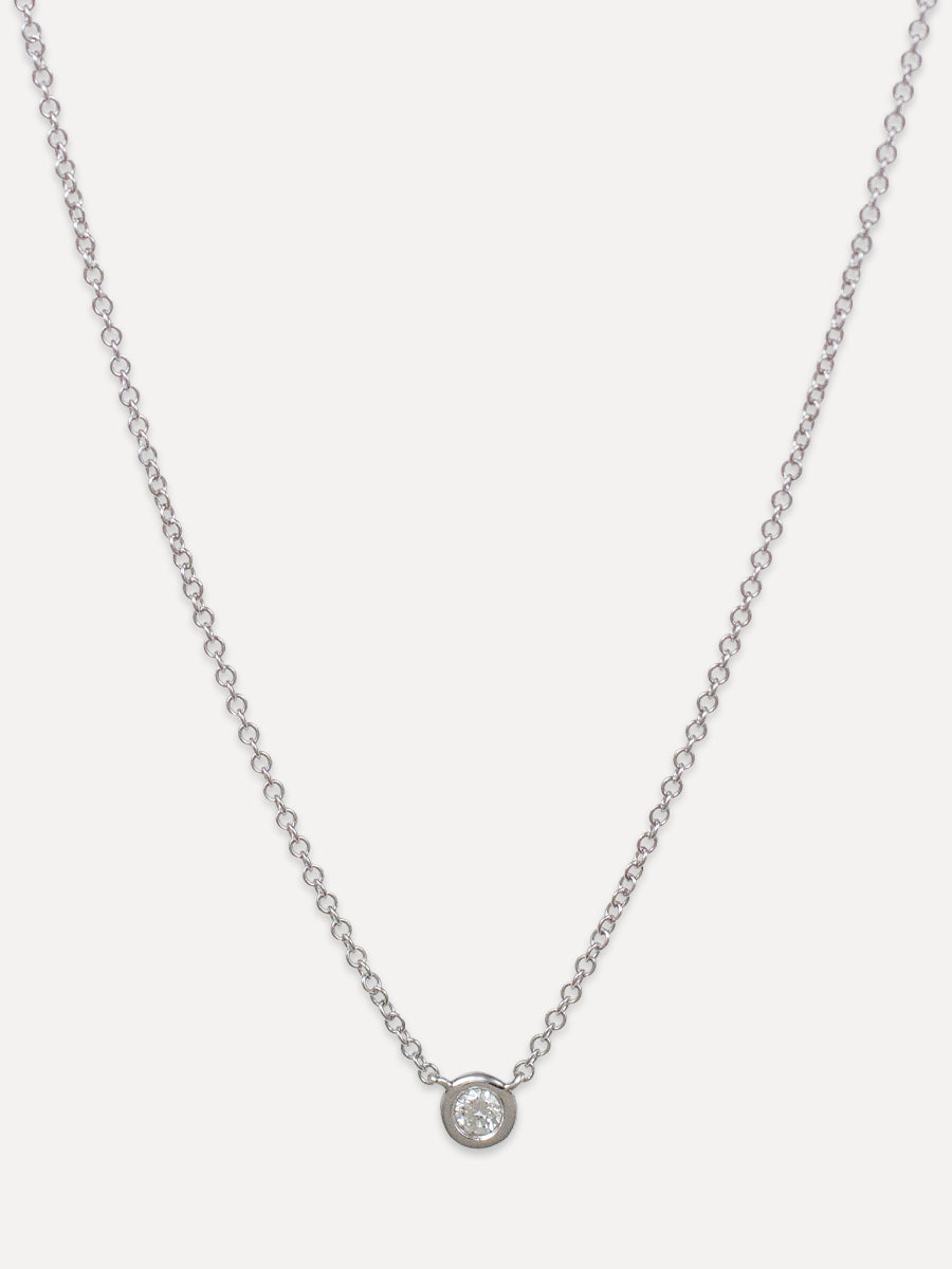 14K Single Diamond Choker Necklace