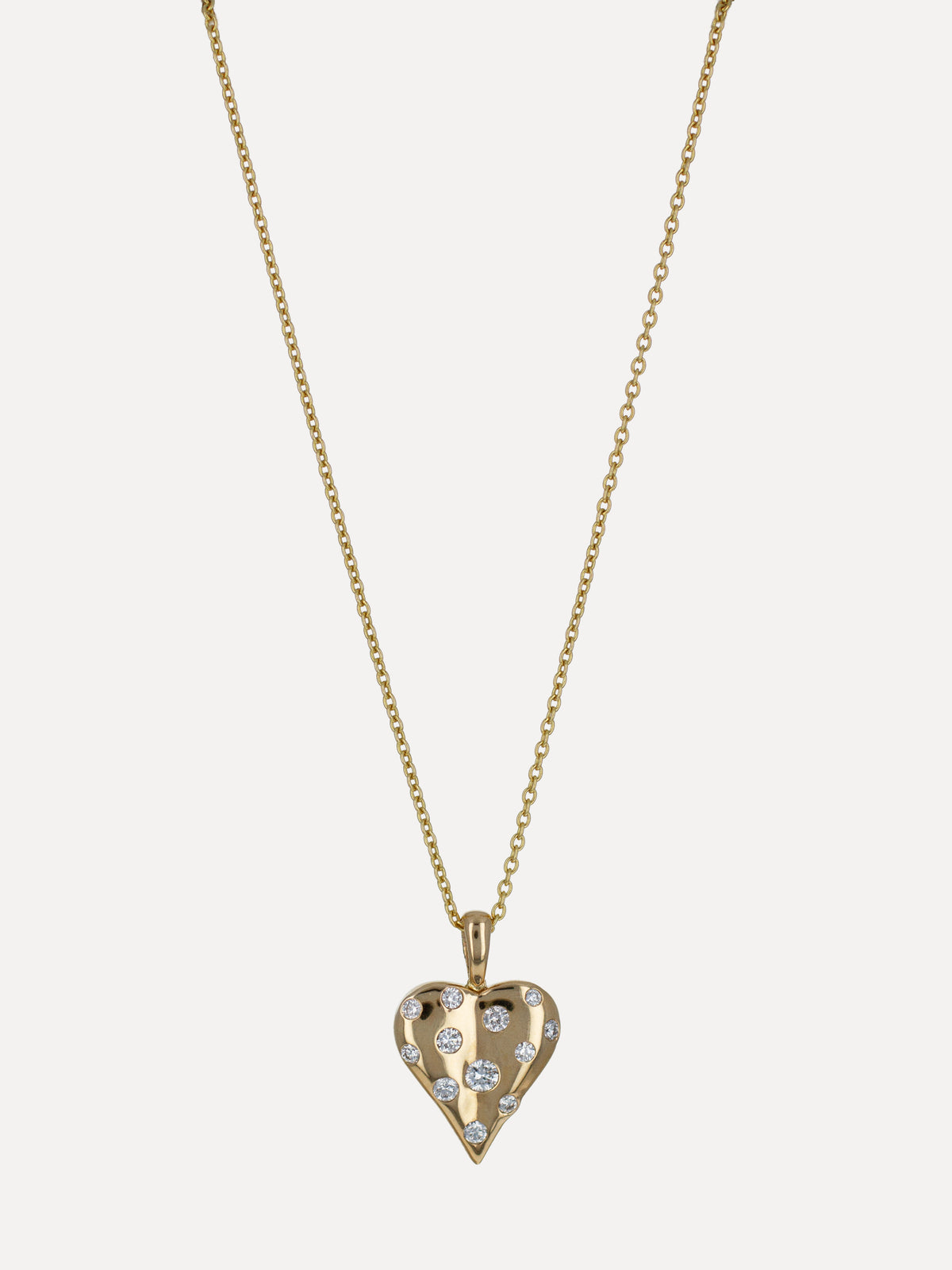 18K Diamond Speckled Heart Charm