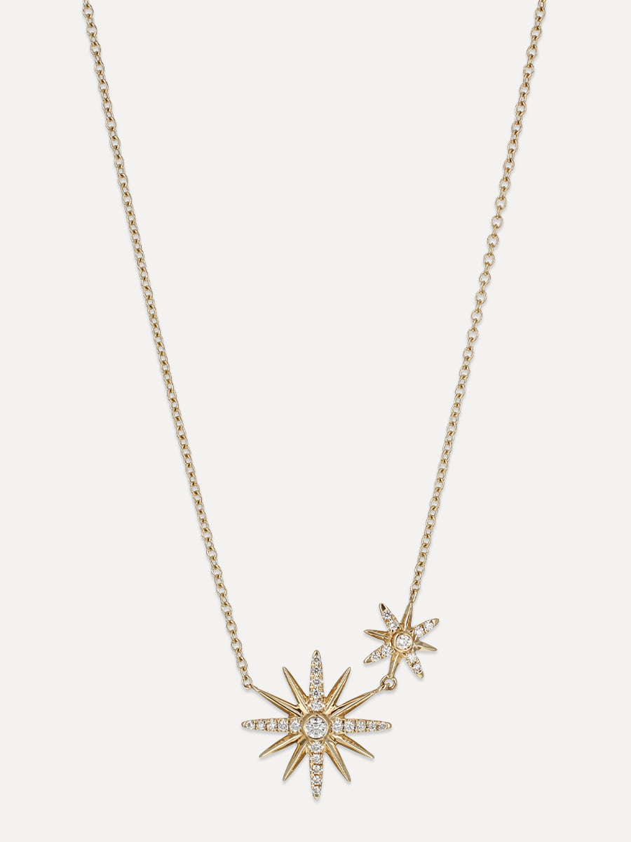14K Sunburst Duo Diamond Necklace
