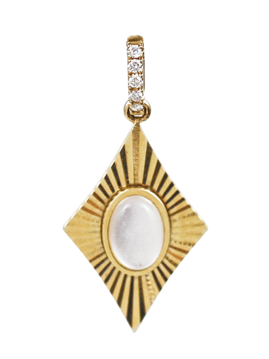 18K Mother Of Pearl & Quartz Overlay Pointed Charm