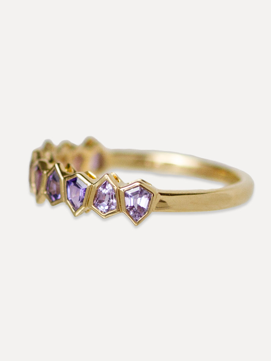 18K Floating Chevron Lavender Sapphire Stacking Ring
