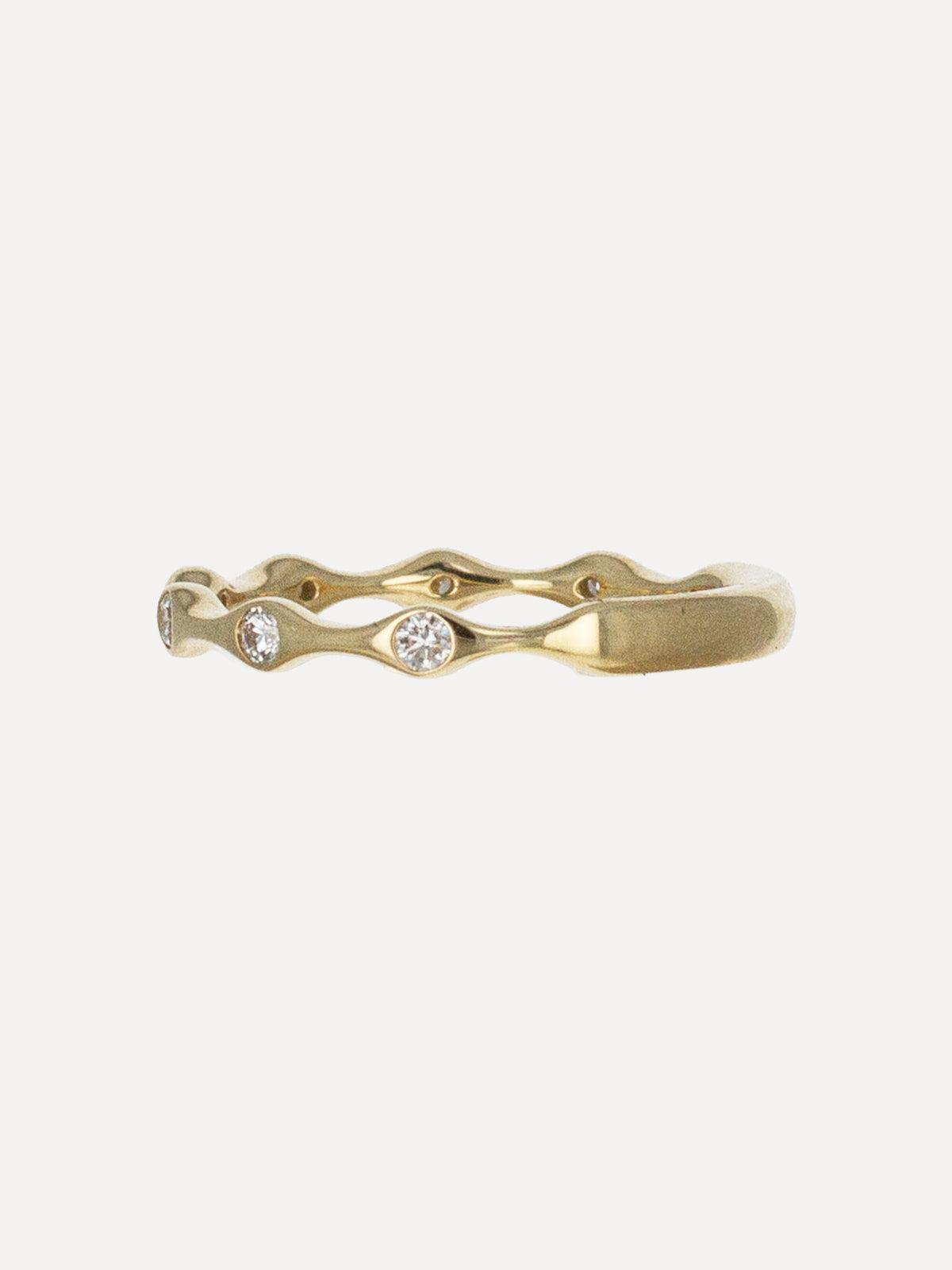 14K Bezel-Set Diamond Wave Band