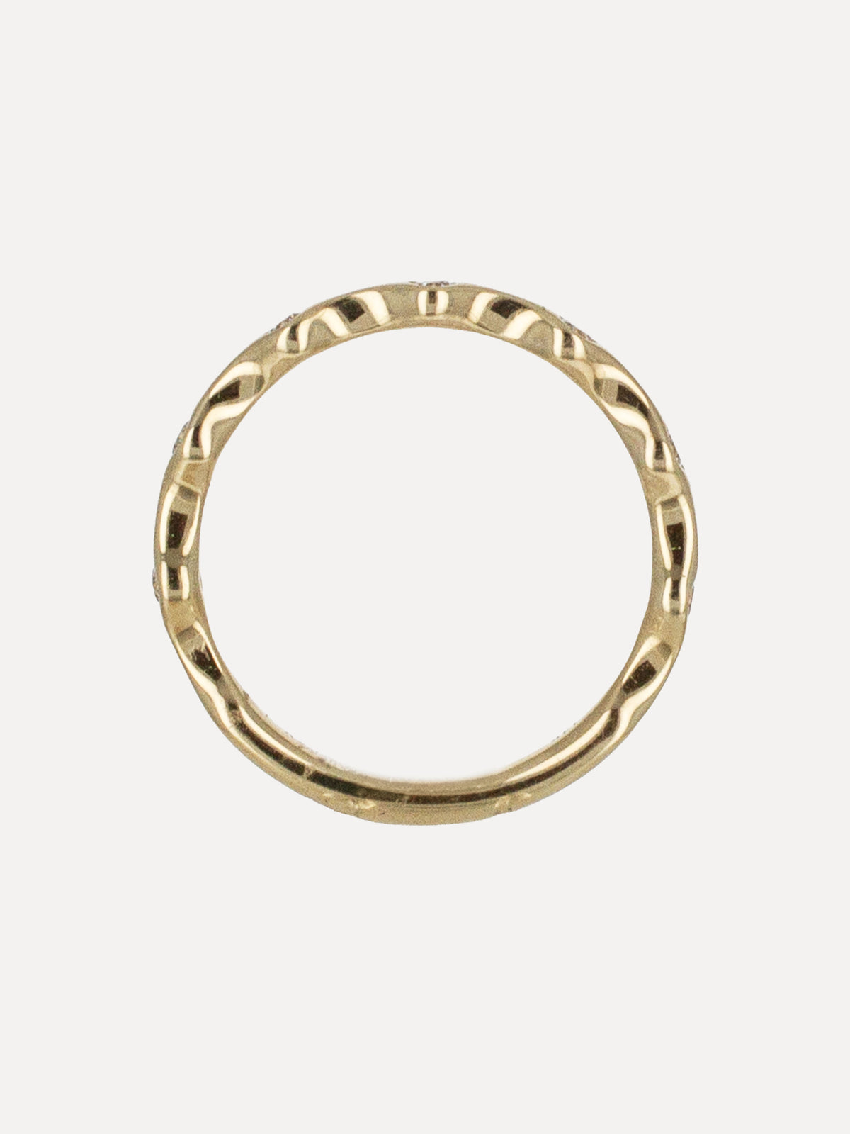 14K Bezel-Set Diamond Wave Band