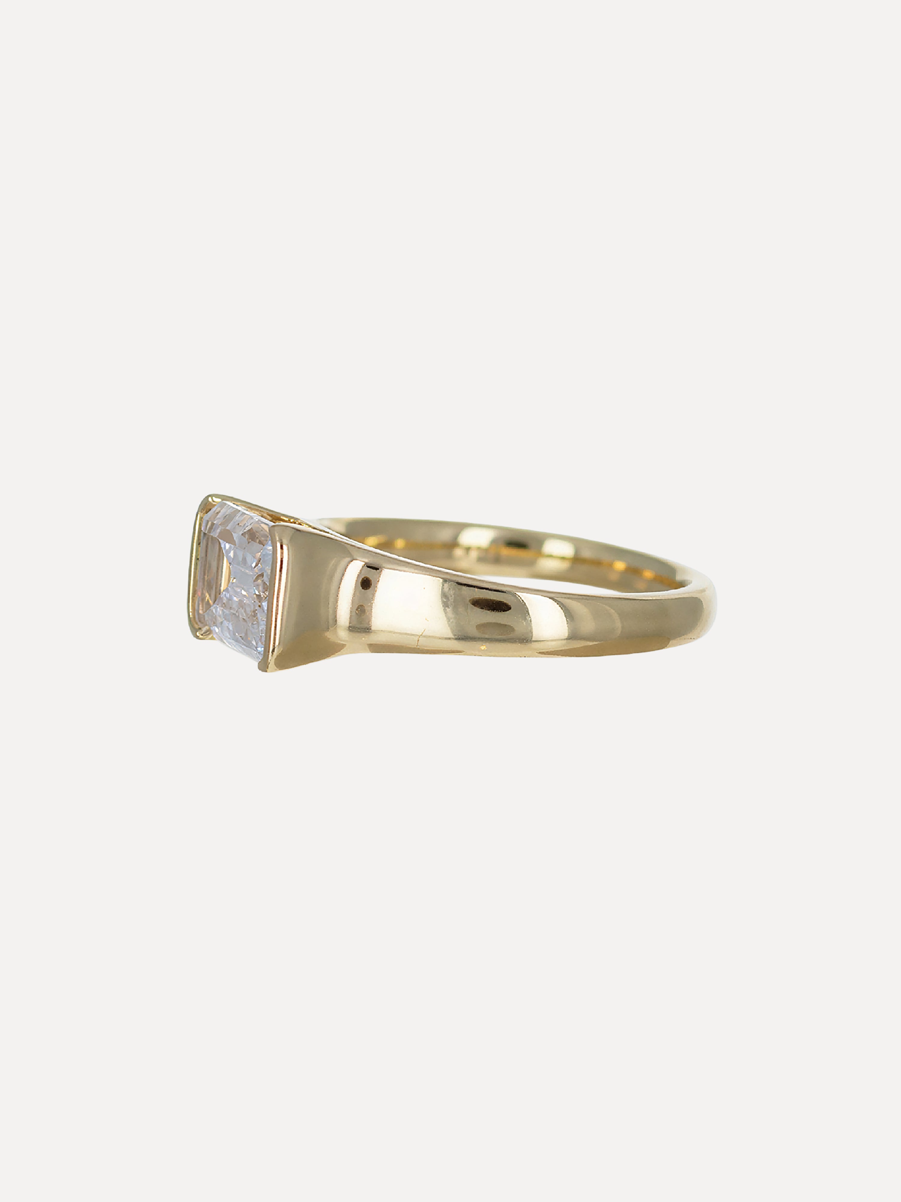 14K East-West Half Bezel Diamond Engagement Ring