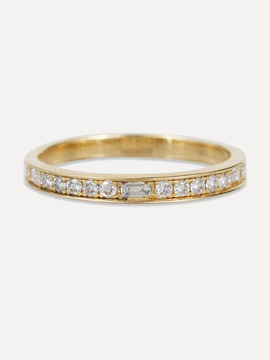14K Round & Baguette Diamond Channel Set Ring