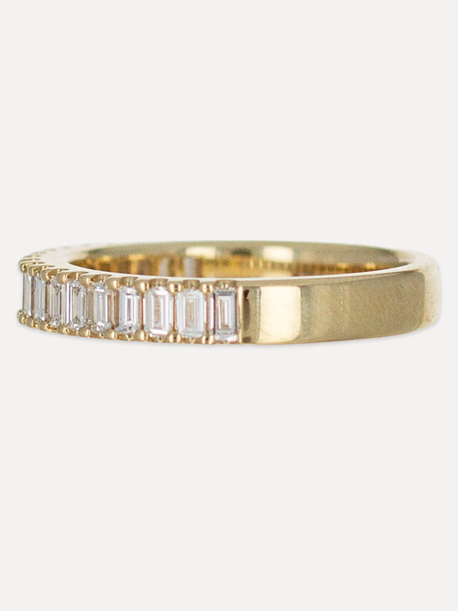 14K Column Baguette Diamond Halfway-Set Band