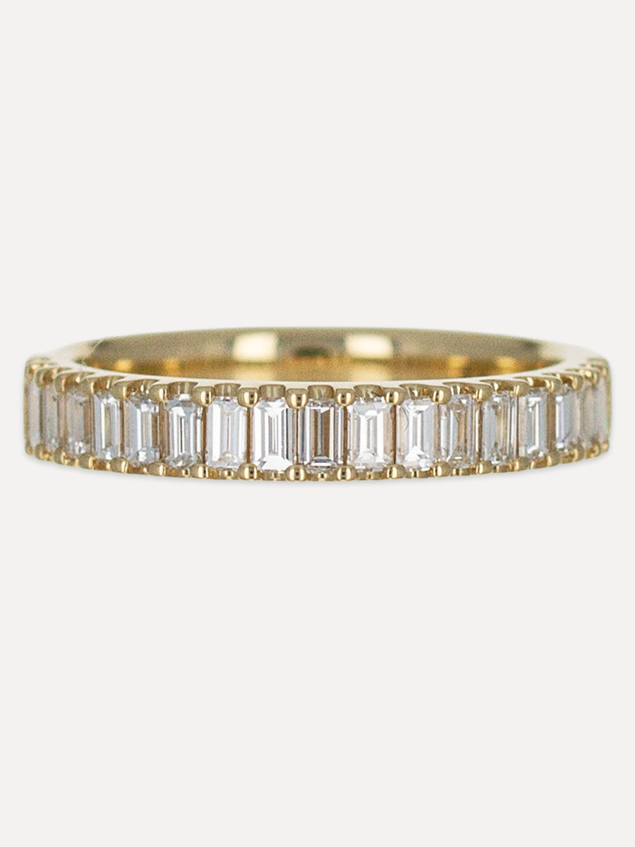 14K Column Baguette Diamond Halfway-Set Band